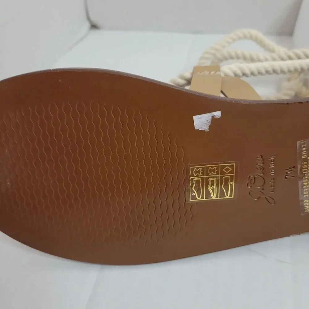 J.Crew Rope Gladiator Sandals Women's 7.5 Tan Leather Made in Italy NWOB